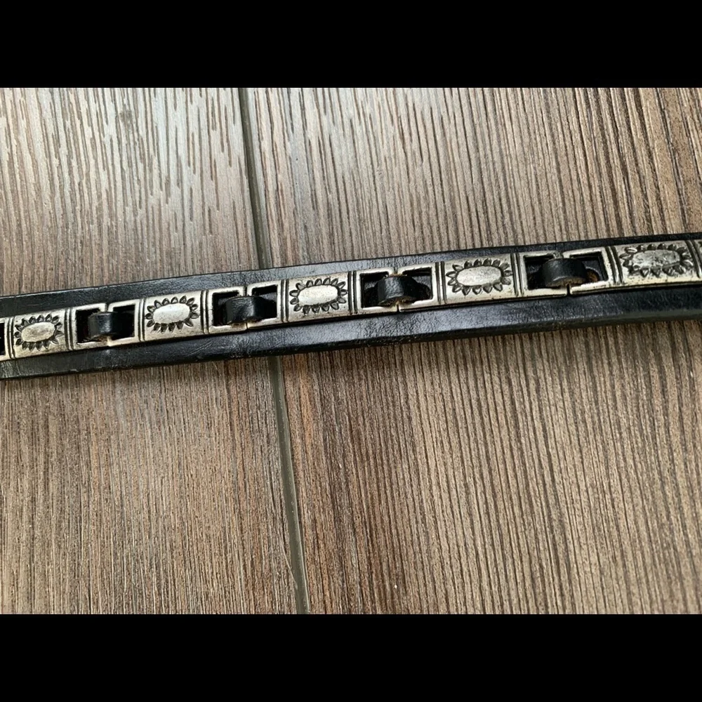 Black Leather Belt with Silver Buckle